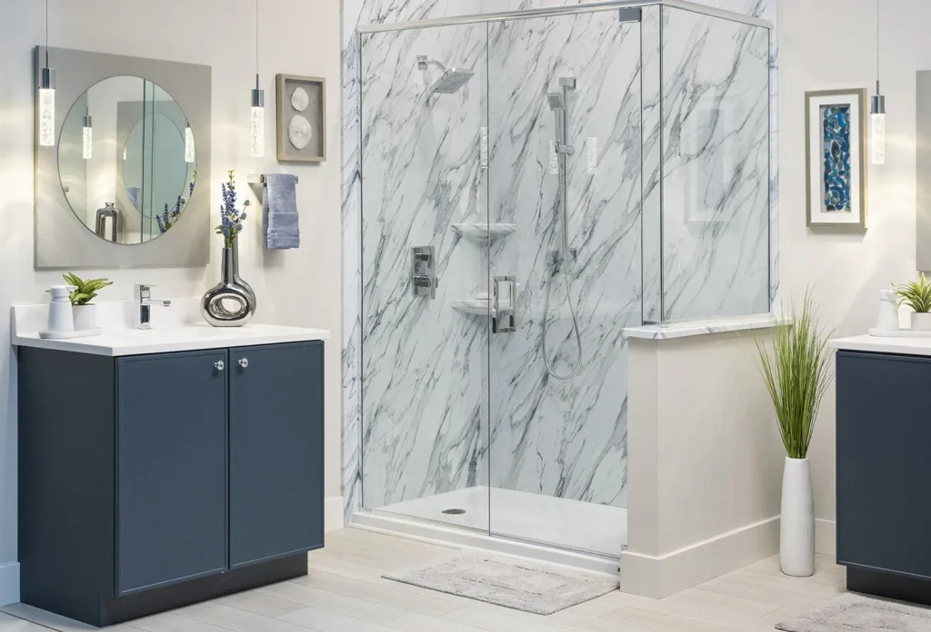 Glass Showers for Visual Continuity