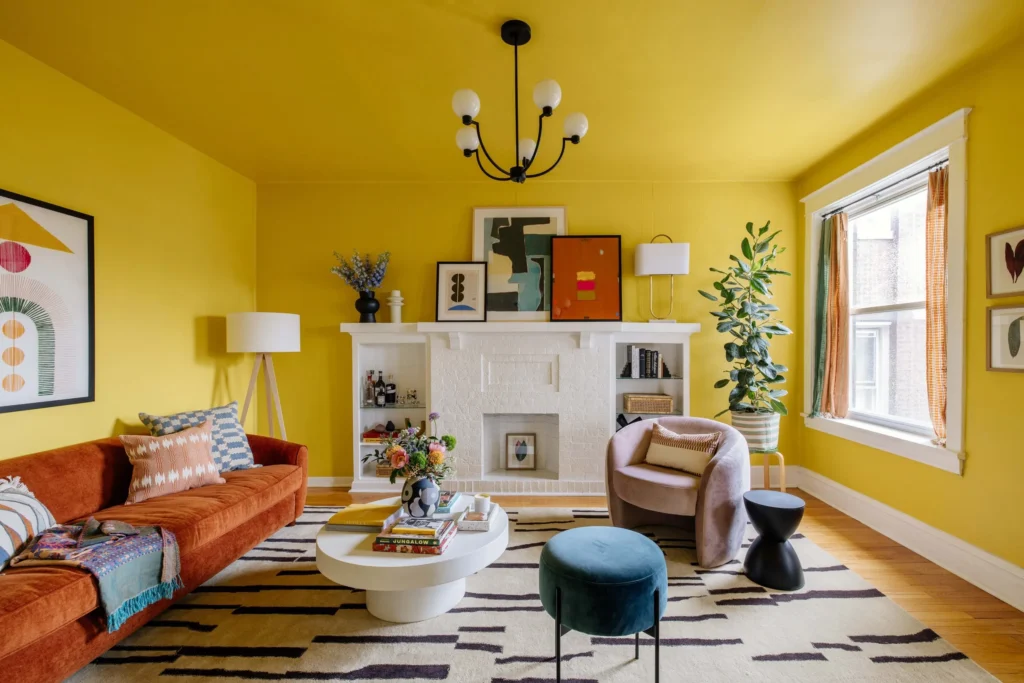 Neutral Base with Pops of Color Tacky Living Room Decor