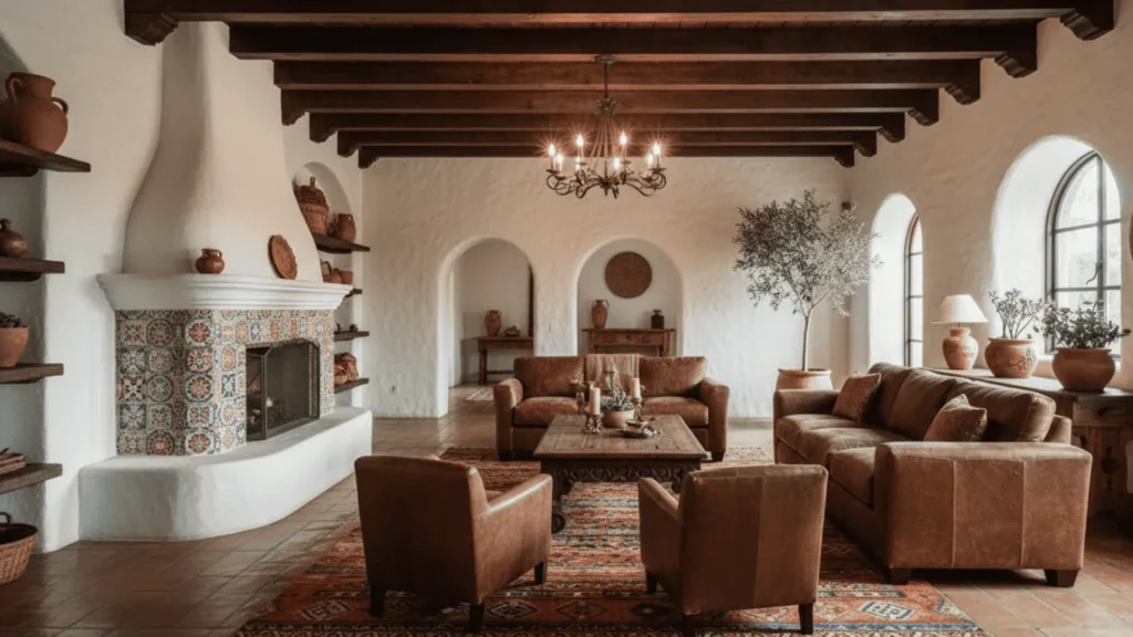 Spanish Style Home Ideas Add Wooden Beams and Rustic Wood Details