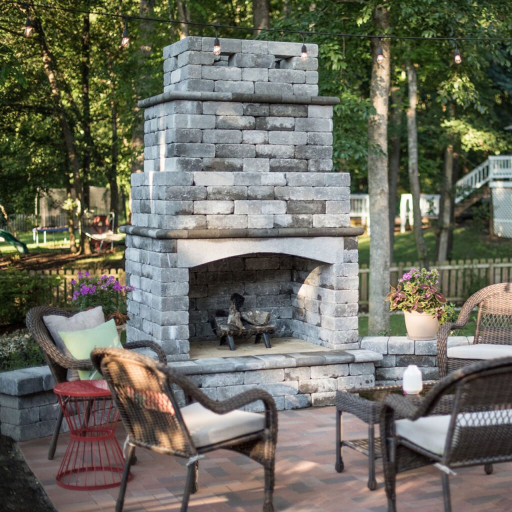 Classic Natural Stone Outdoor Fireplace