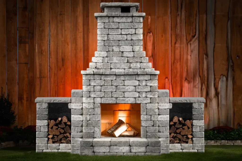 Outdoor Fireplace With Wood Storage