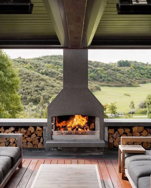 Sleek Concrete Outdoor Fireplace